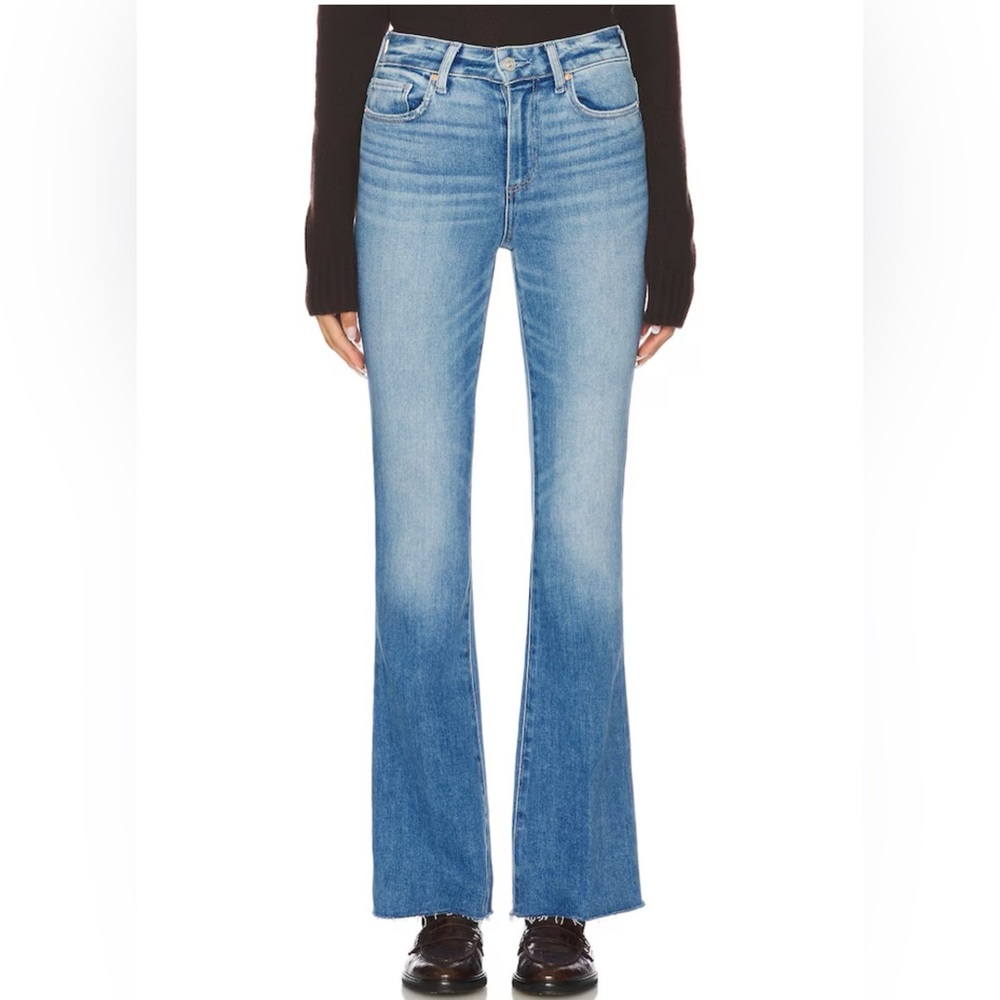 PAIGE High Rise Laurel Canyon Jeans Flare Raw Hem